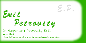 emil petrovity business card